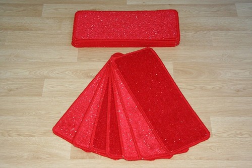 Red glitter stair pads - red,