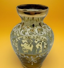 Antique Murano Vecchia Small Vase Amber Moser Style Gold Gilded Italy Beauty