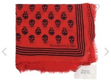 Alexander McQueen 100% Modal Rare Red & Black Skull Print Scarf New