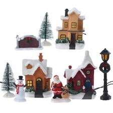 10 Pcs Illuminated Light Up LED Festive Christmas Village Town Scene Decoration