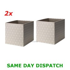 2x ikea Beige Dotted Storage Box Canvas Shelf Folding Organiser Expedite Toy Box