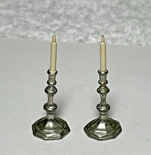 Pair Williamsburg Stieff Dollhouse Miniature 1:12 Pewter Candlesticks No. 92030