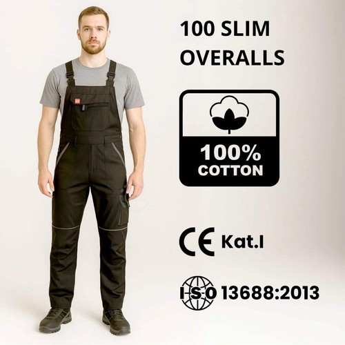 Black bib brace overalls men - black,