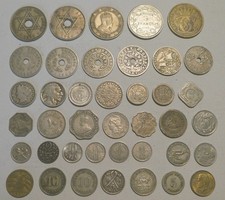 World Cupro-Nickel, brass, &c coins x40, late 19th - mid-20th century, good mix
