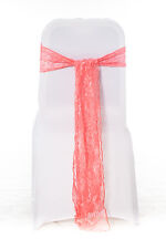 100 Coral Lace Chair Cover Sash Bow Wedding Party UK