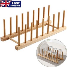 Plate Rack Holder for Kitchen Cupboards Bamboo Wooden Chopping Board Tray Dish