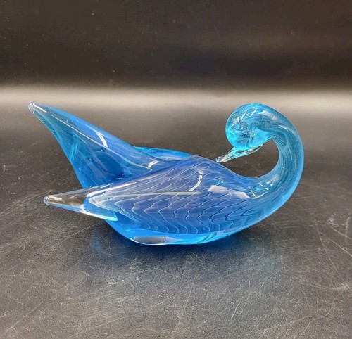 Beautiful blue glass swan - glass,