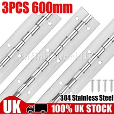 3pcs Continuous Piano Hinges 600mm x 25mm x1mm Stainless Steel Door Cabinet Boat