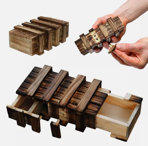 Secret puzzle wooden box - wooden,