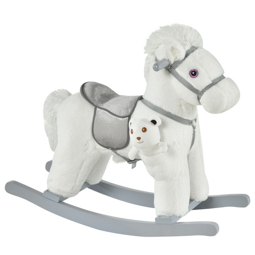 Rocking horse white plush - rocking,