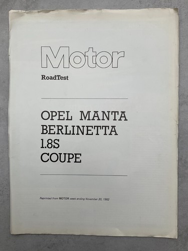 Opel manta road test - opel,