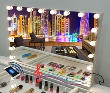 7seas Hollywood Vanity Mirror 80x63cm HD Bluetooth Speaker 18 LED Bulbs Pro UK