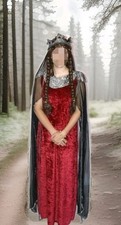 Red Black Medieval Lady Queen Fancy Dress Costume Larp Pantomime  10/12 