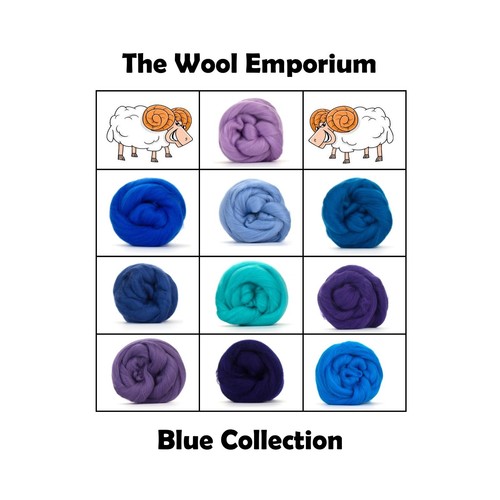 Blue merino wool roving for - blue,