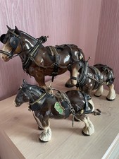 Set Of 3 Shire Horses With