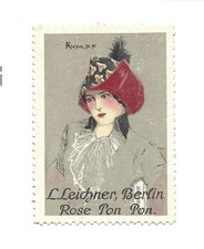 Y1150/advertising stamp L. Leichner Berlin, Rose Pon Pon sign: hull Art Nouveau 
