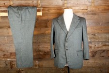 Vintage bespoke tweed suit 40S 36W 26L green