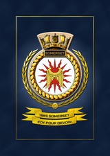 HMS SOMERSET FRAMED SHIPS CRESTS - HUNDREDS OF HM SHIPS IN STOCK