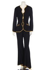 Ossie Clark for Radley Black Moss Crêpe 'Judy' Trouser Suit, early 1970s XS