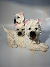 Westie West Highland Terrier & Pups Vintage Large Figure Ornament FREE P&P - VGC