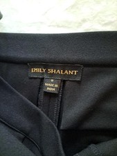 Emily Shalant Pant Crepe Stretch Bell Bottom Sz 8 Black Size Zip EUC 30x35