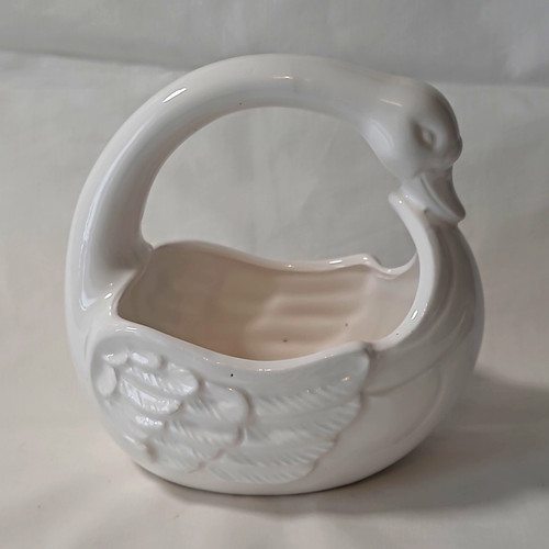 White ceramic swan figurine - ceramic,