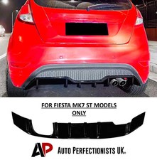 Ford Fiesta ST MK7 Gloss Black Rear Diffuser Lip Valance Bumper Body Kit 2012-17