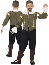 Child Shakespeare Costume Boys Tudor Medieval Fancy Dress Book Week Day New