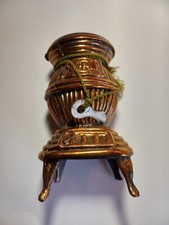 BRASS OR BRONZE POT BELLY STOVE BANK With Key 