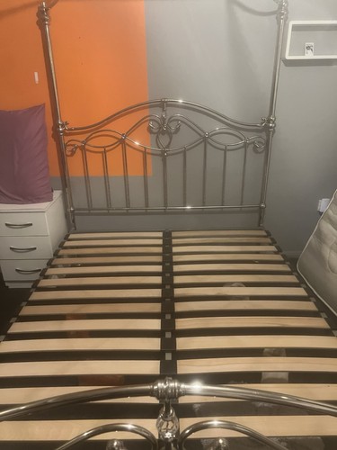 King size poster bed silver - size,