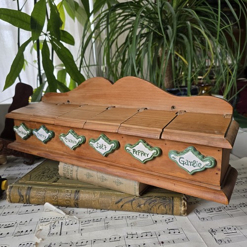 Vintage wooden spice storage - vintage,