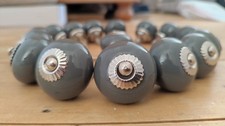 Set of 4 FOUR Grey Ceramic Knobs for Drawers Cabinets Cupboards Shabby Chic