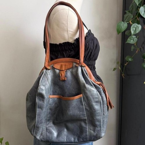 Blue leather bowling bag - bowling,