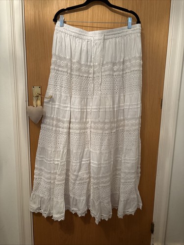 White cotton gypsy skirt - white,
