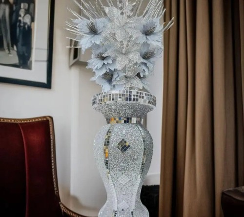 Silver glitter flower - glitter,