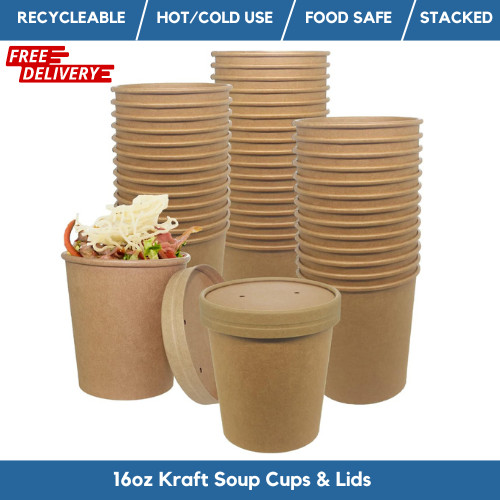 Disposable soup bowls - bowls, kraft