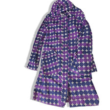 Vintage women's Pieces Polka dot print purple hooded rain coat in S/M|SKU 3700