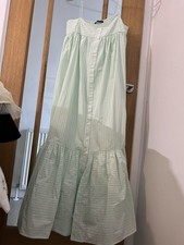 H&M Women's Striped White Green Sleeveless Dress