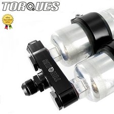 Twin Fuel Pump Billet Aluminium Assembly INLET Manifold FITS Bosch 044 In Black