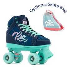 Rio Roller Lumina Quad Roller Skates UK 13J-8A Navy/Green - FREE SKATE TOOL!