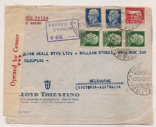Italy 1940 Perfin WWII Censor Cover to Australia