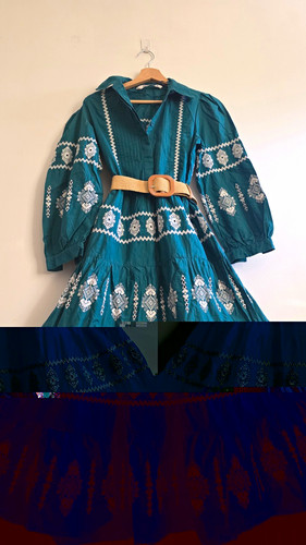 Zara green embroidered belted - embroidered,