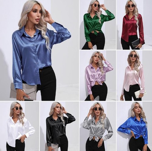 Women satin silk buttons - silk,