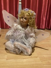Regency Fine Arts Porcelain Fairy Doll Set with Attachable Wings Blonde Hair