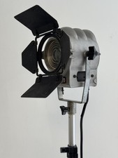 Vintage Cinema spot light Fresnel with barn doors. Cinequip Stripped & Polished