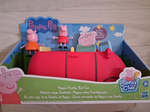 Peppa pig family red car - family,