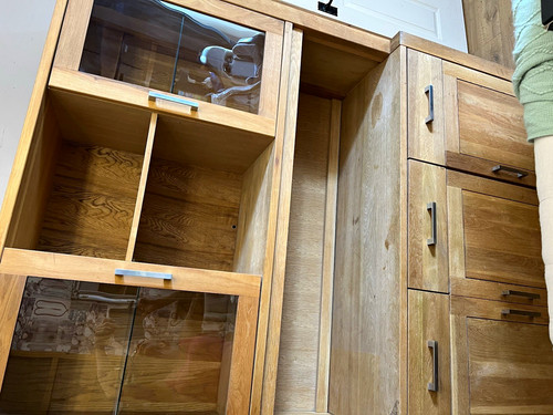 Wood glass sideboard with - wood,