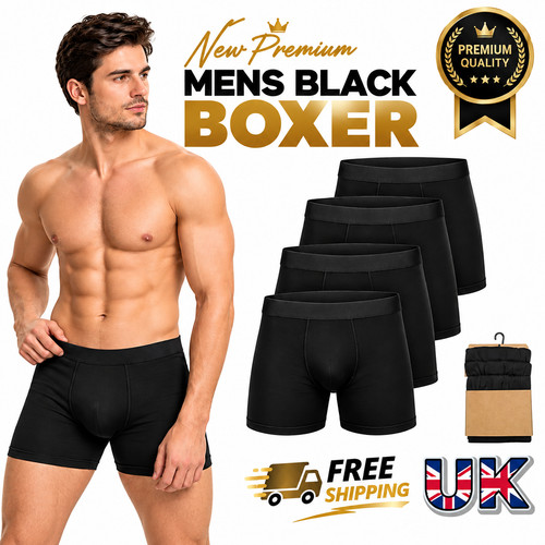 Pack mens black boxer - 12, 3,6