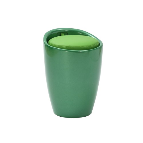 High gloss round ottoman - high,