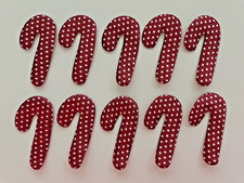 Candy Cane 10pc Rustic Holiday Fabric Applique Embellishments- Hairbow Scrapbook